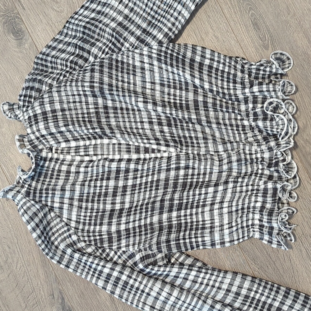 C/MEO Collective Checker Crop Ruffle Blouse Top - Picture 10 of 11